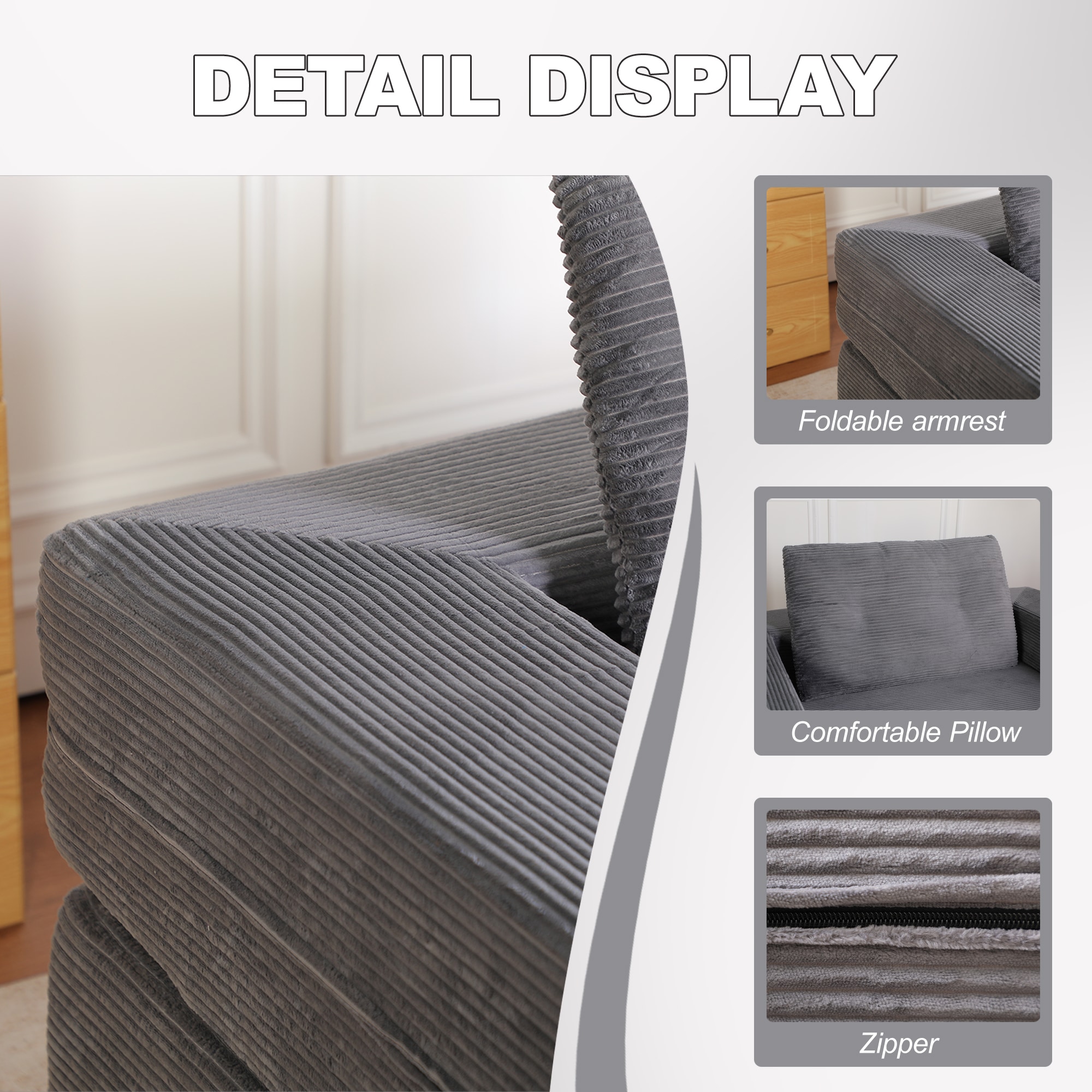 Compression Sofa Bed For Adults And Pets Modern Floor Couch Grey_voghion.com